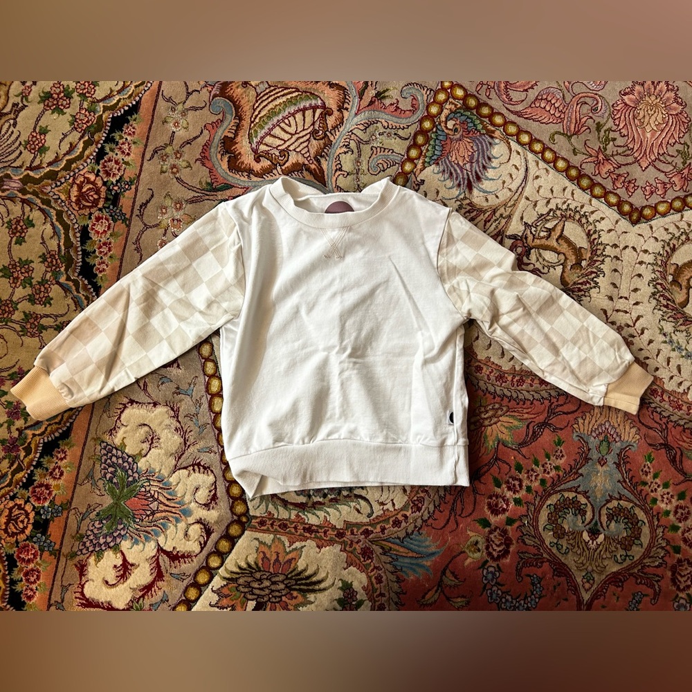 Brixton Phoenix White and Cream Checkered Cotton Sweater Size 4